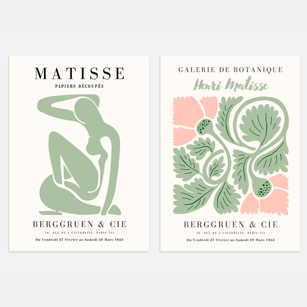 Matisse Abstract Botanical Green – Set of 2 Posters