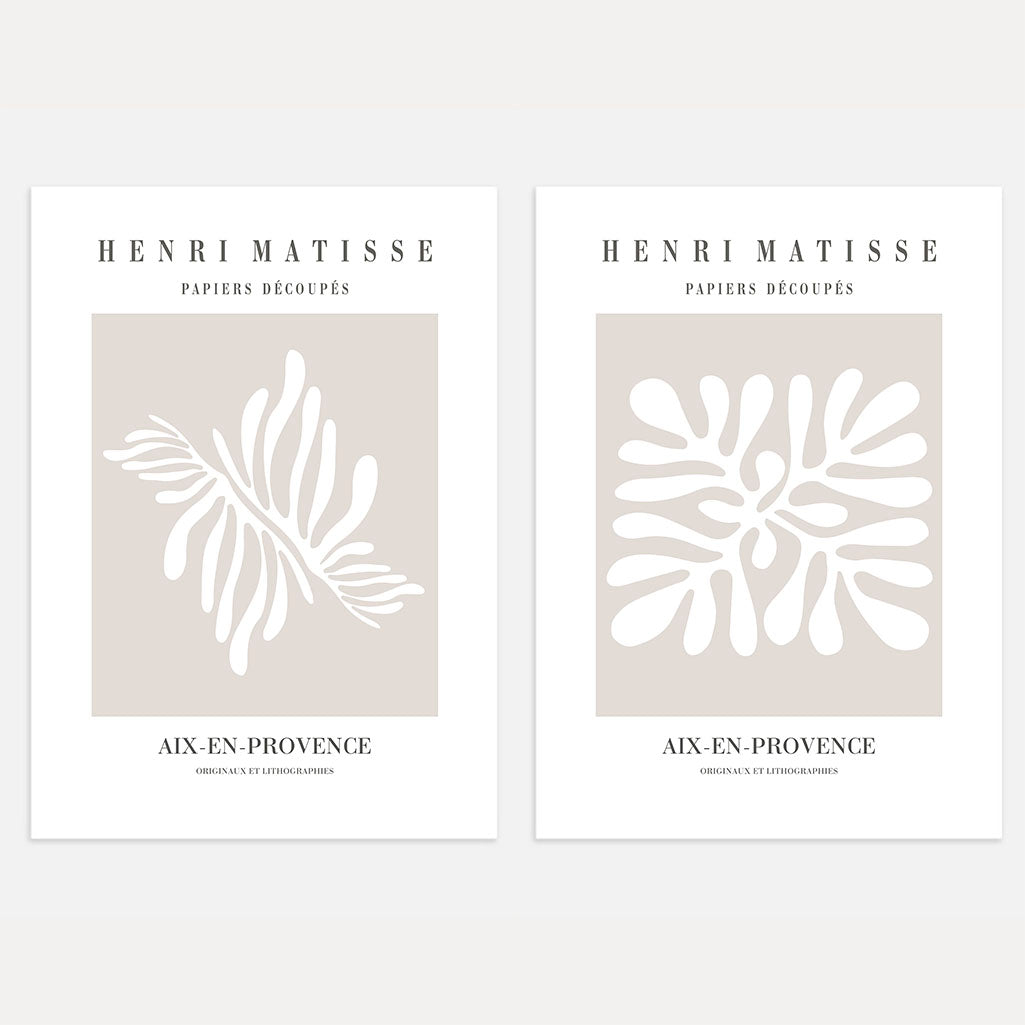 Matisse Beige Organic Forms Poster Set of 2