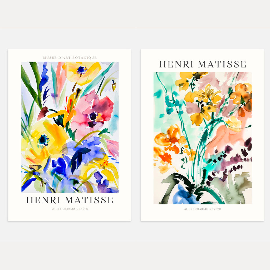 Henri Matisse Watercolour Flowers Poster Set of 2