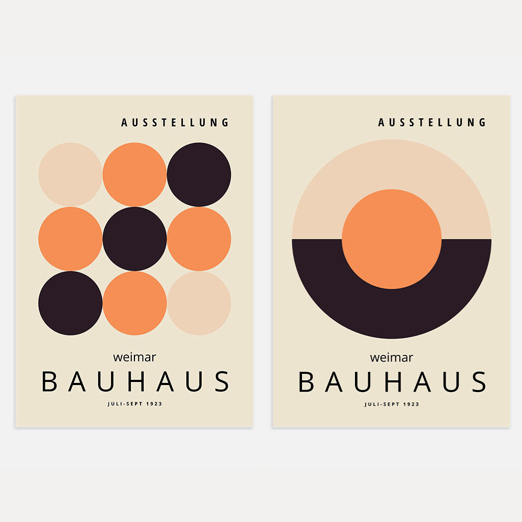 Bauhaus Weimar Orange and Black Poster Set of 2