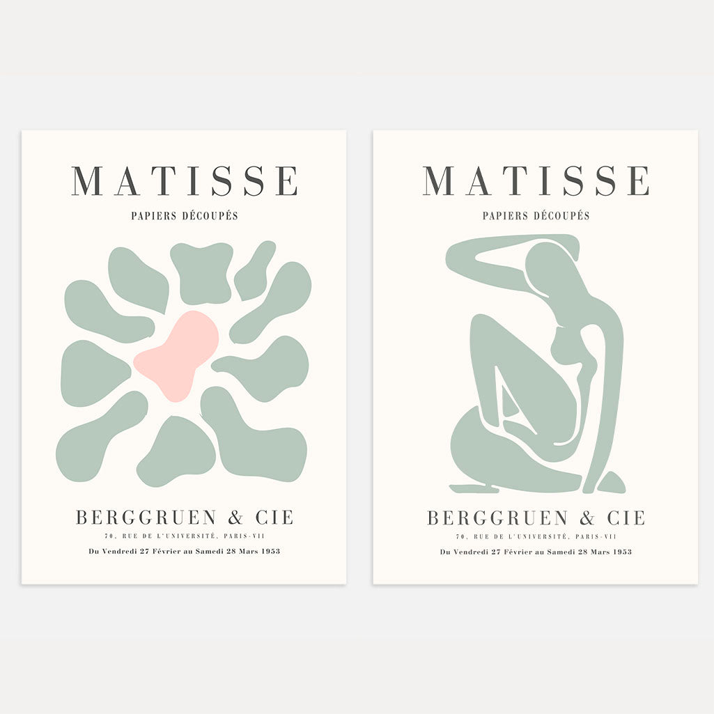 Matisse Mint Abstract Forms – Set of 2 Posters