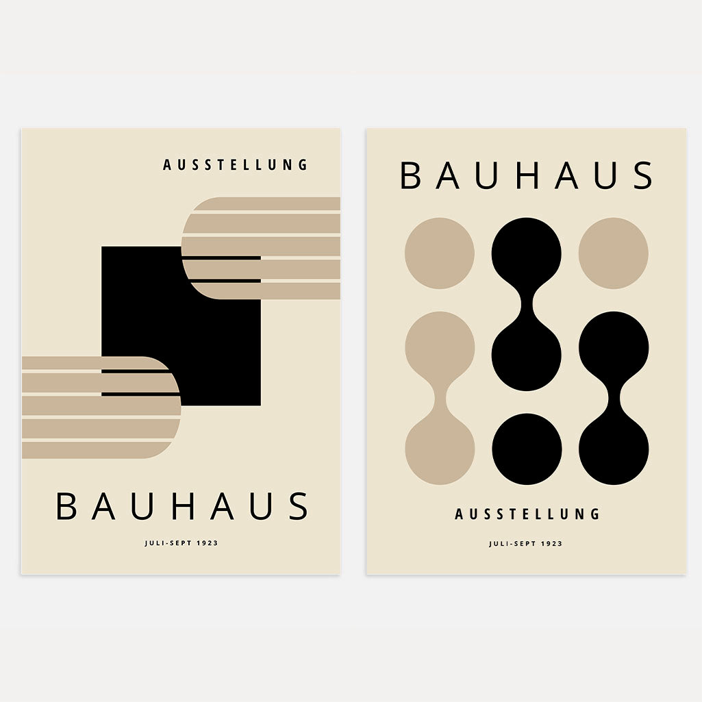 Bauhaus Beige Geometry Poster Set