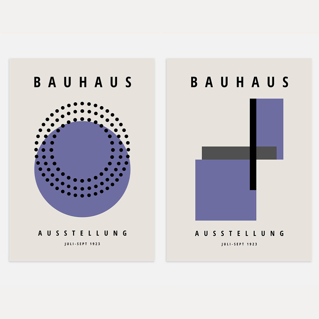Bauhaus Purple Forms Poster Set of 2