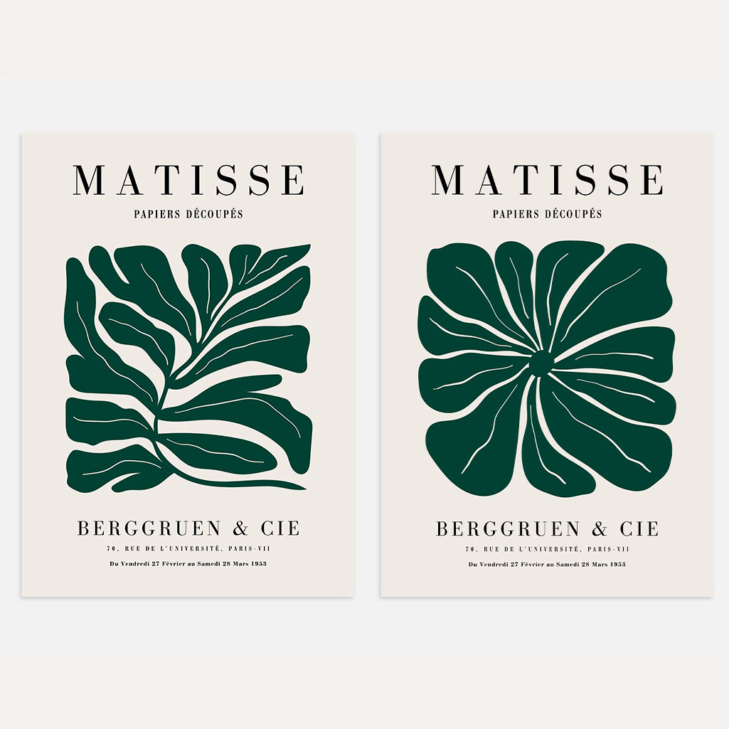 Set of 2 Matisse Green Botanical Compositions Posters