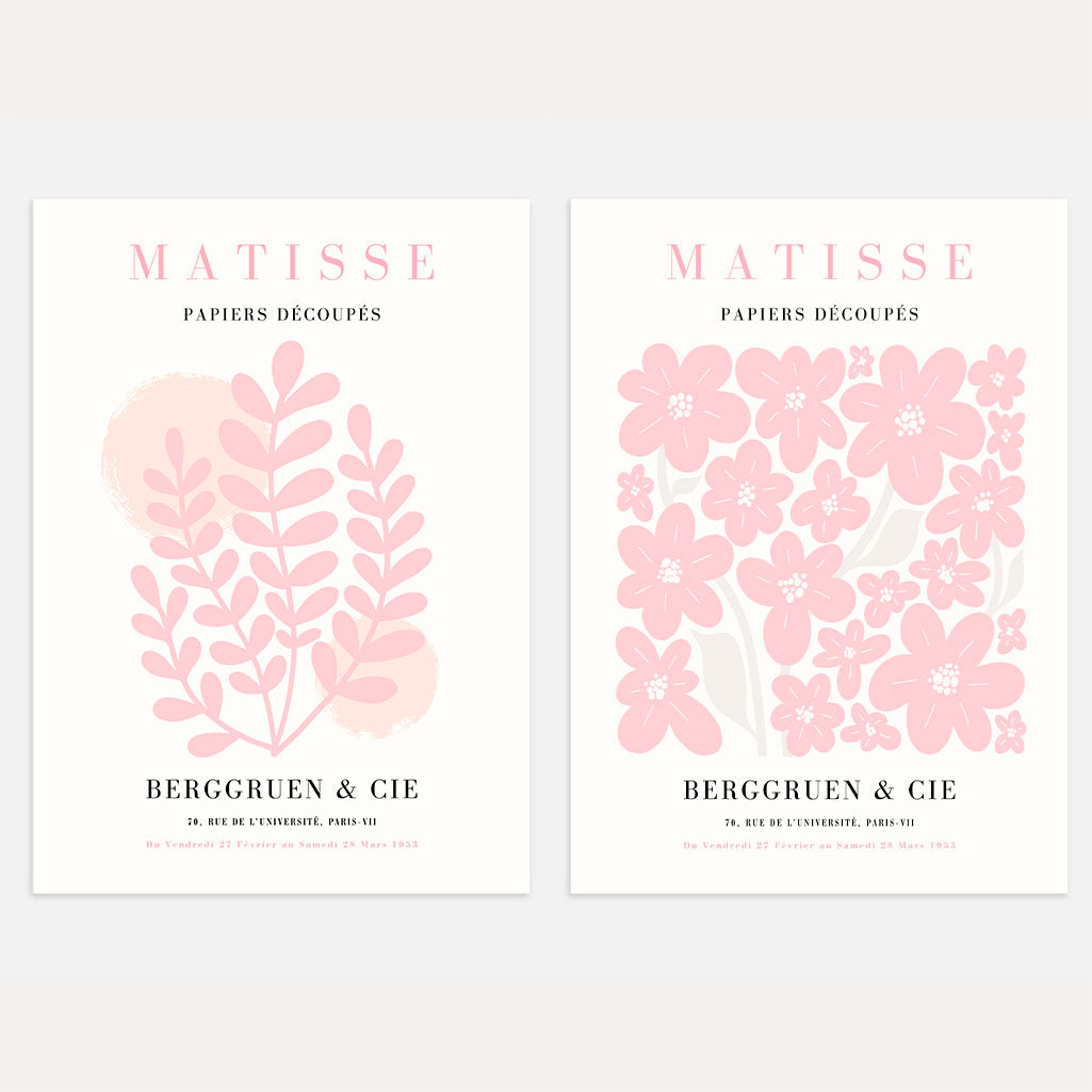 Set of 2 Matisse Pink Floral Compositions Posters
