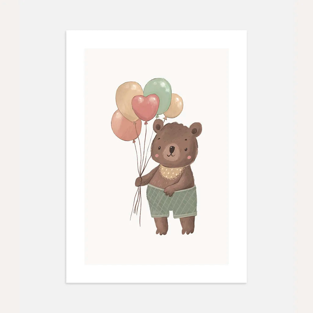 Bear With Balloons Poster