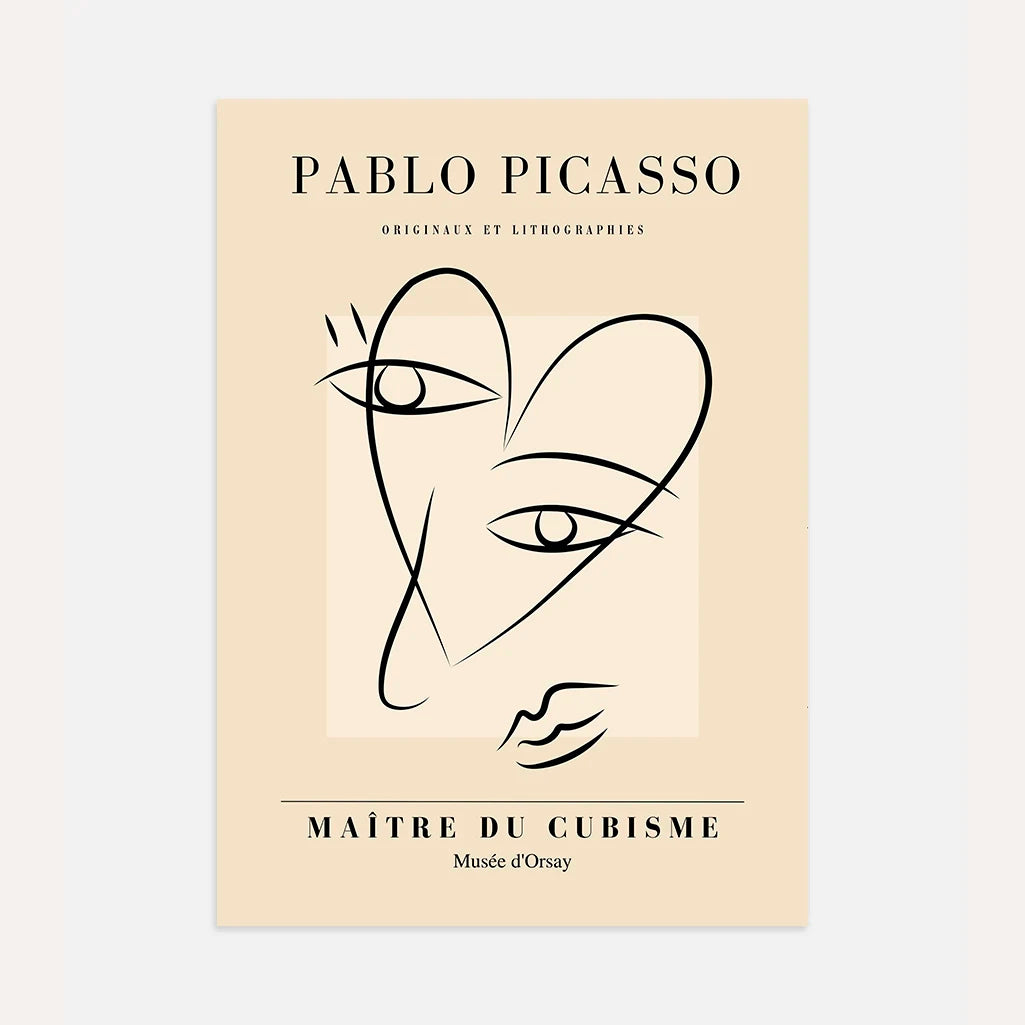Picasso-Inspired Face Lines Poster