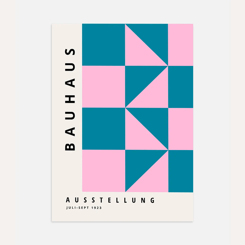 Bauhaus Pink and Turquoise Elegance Poster