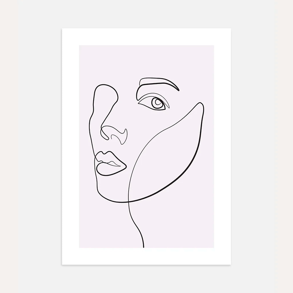 Gaze of Silence Female Face Line Art Poster