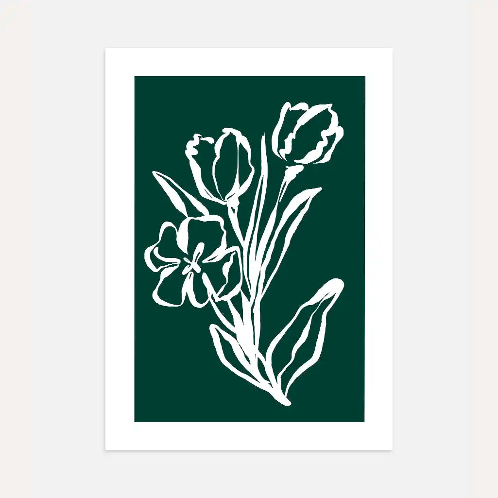 Emerald Line Florals Poster