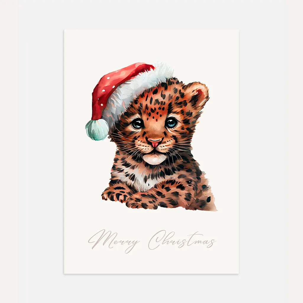 Christmas Leopard Cub Poster