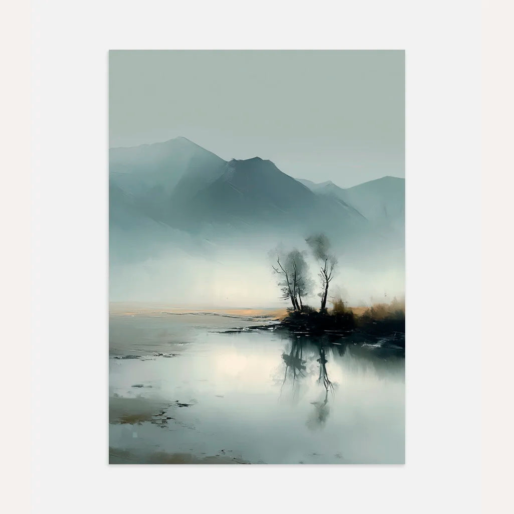 Misty Mountains Lake Poster