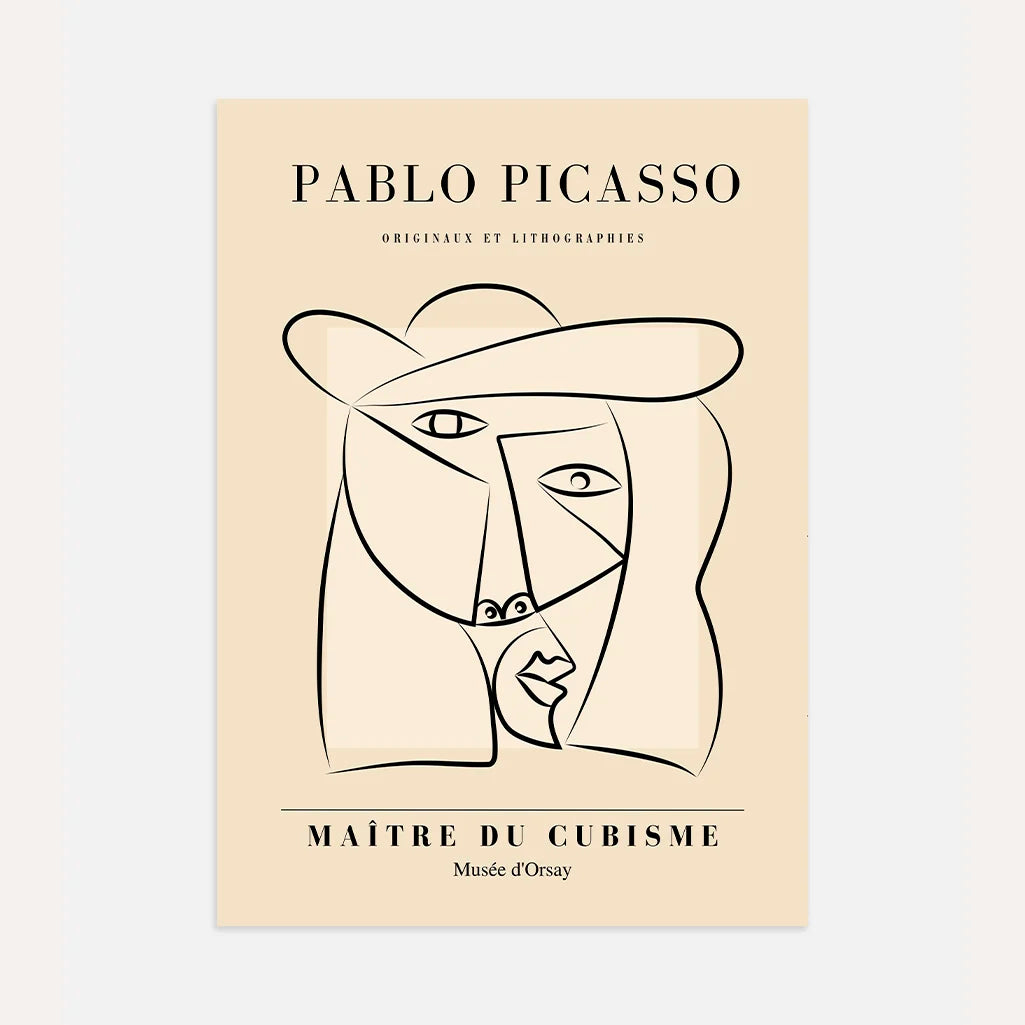 Picasso-Inspired Woman in a Hat Poster