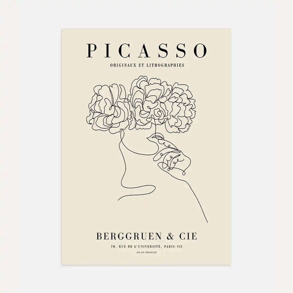 Picasso-Inspired Line Flowers Poster