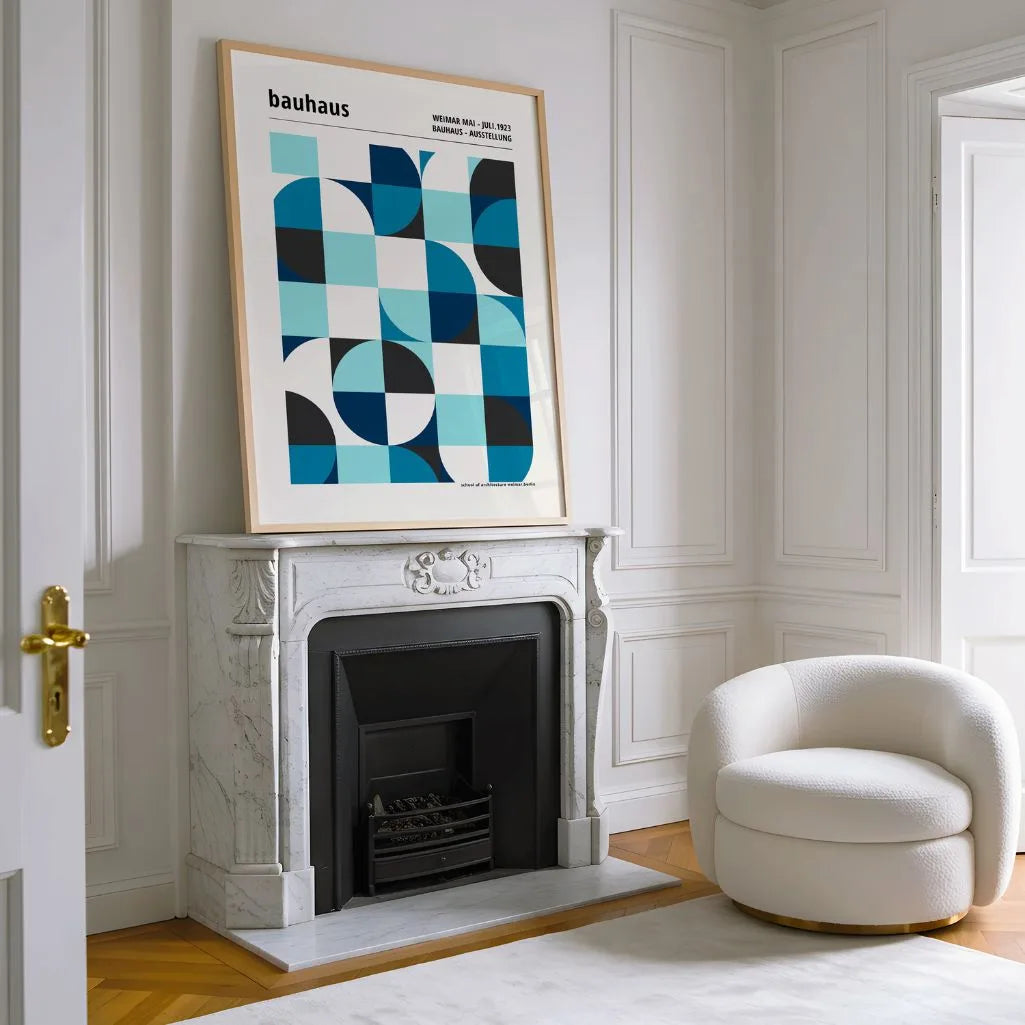 Bauhaus Blue Symmetry Poster