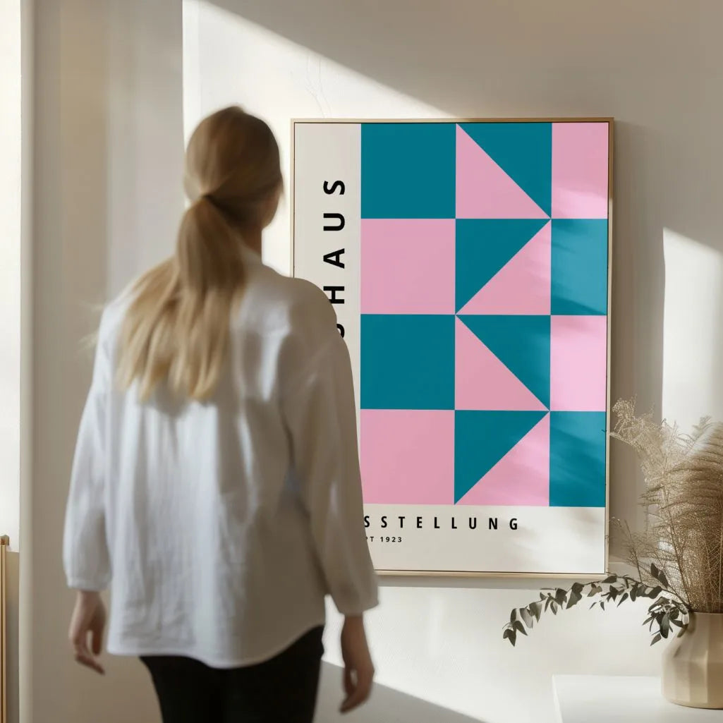 Bauhaus Pink and Turquoise Elegance Poster