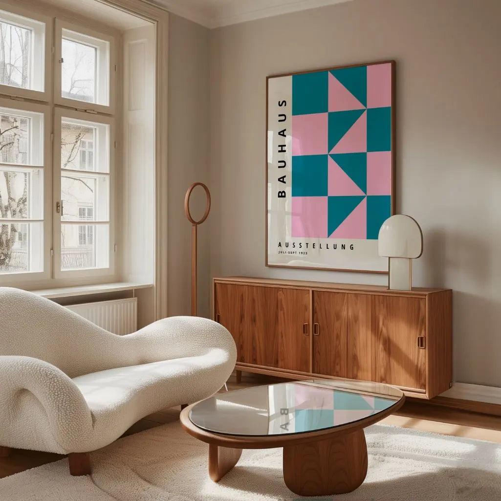 Bauhaus Pink and Turquoise Elegance Poster