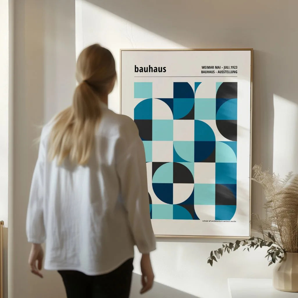 Bauhaus Blue Symmetry Poster