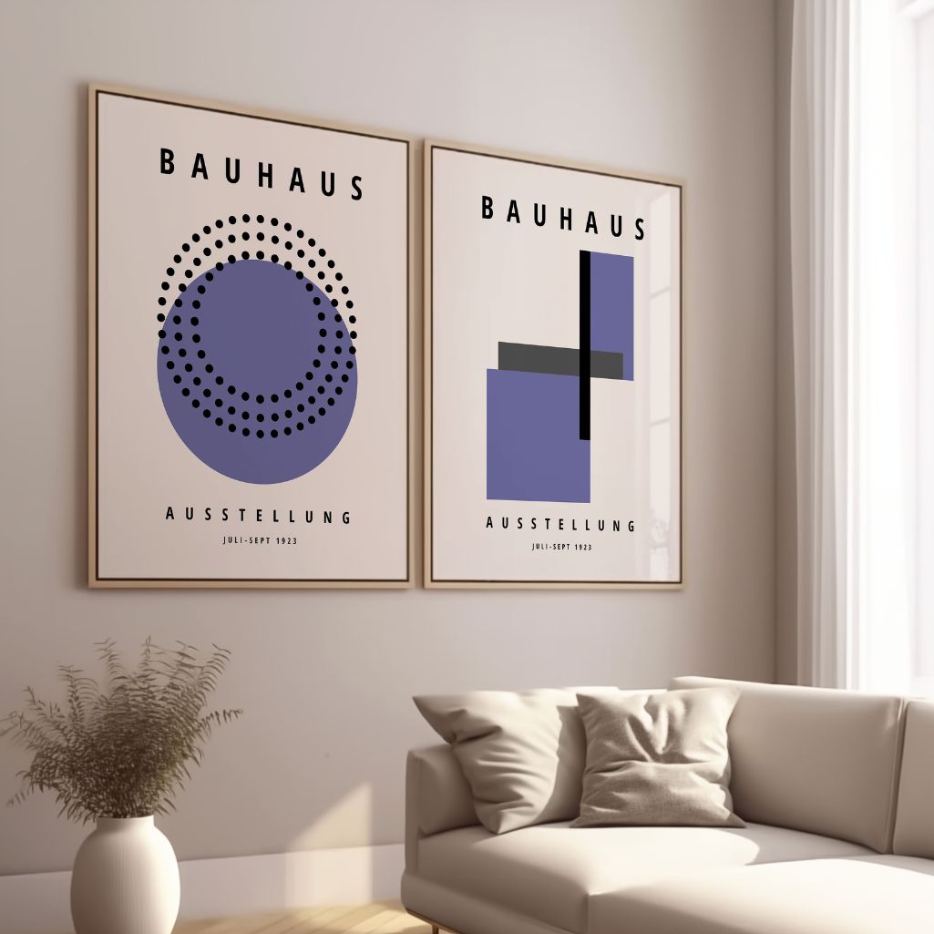 Bauhaus Purple Forms Poster Set of 2