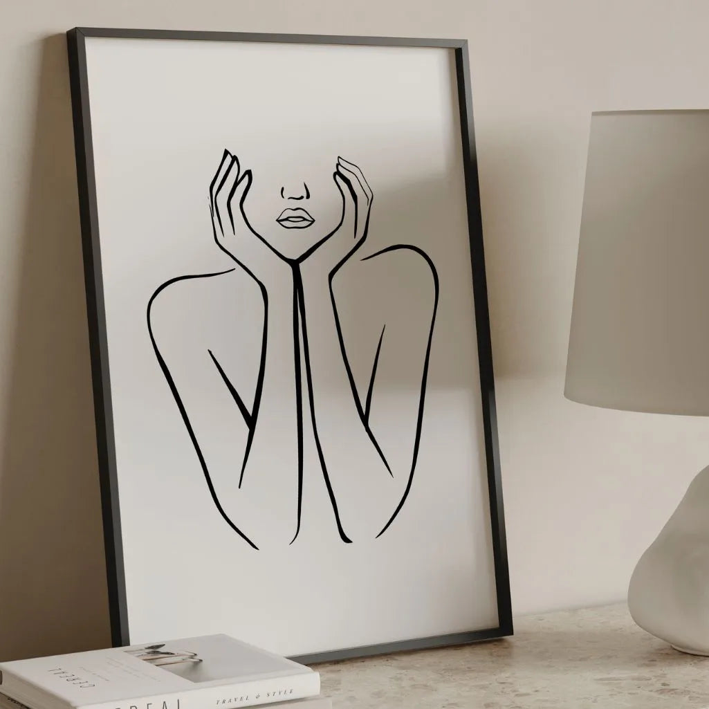 Thoughts in Silence Female Line Art Poster