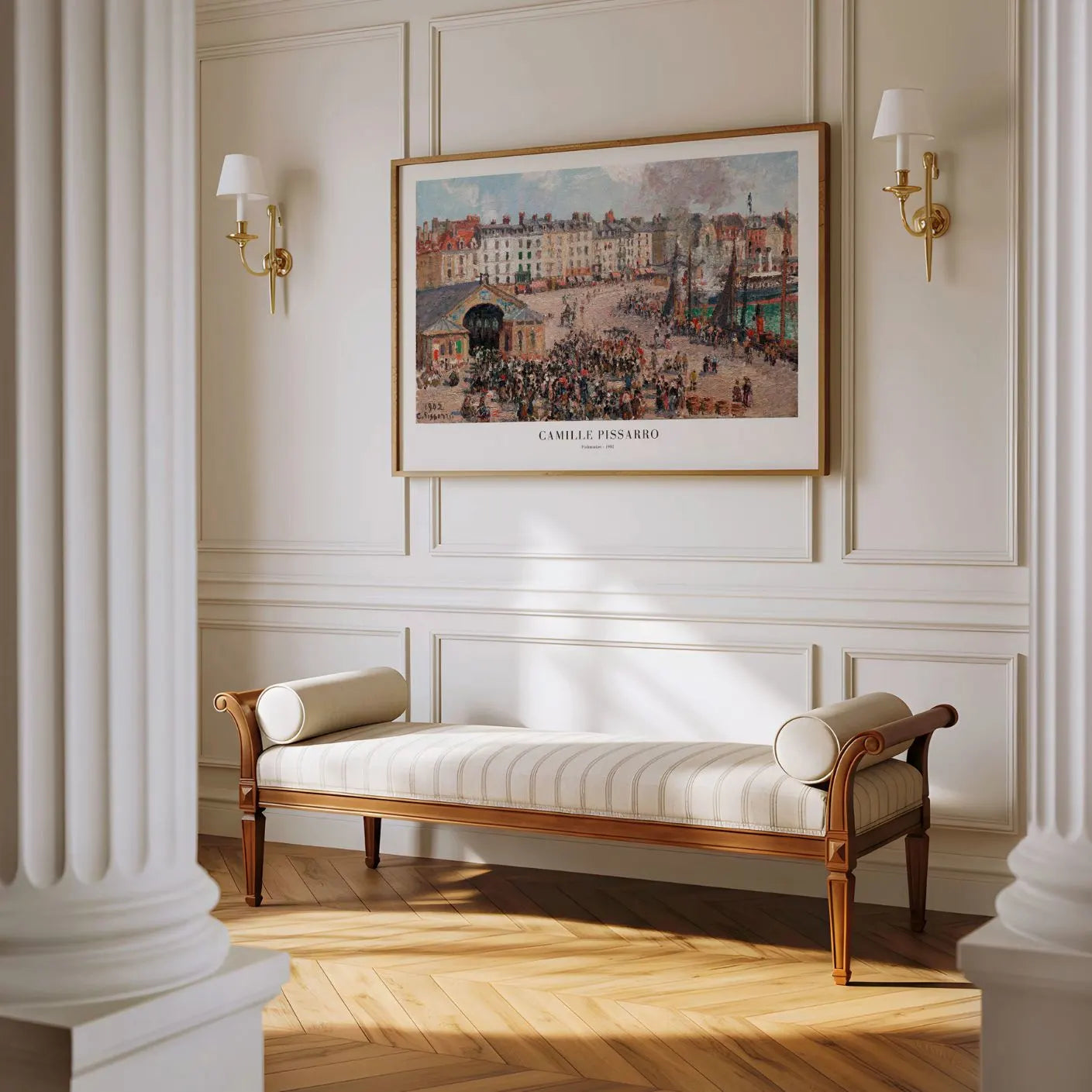 Pissarro Fishmarket City Scene Poster