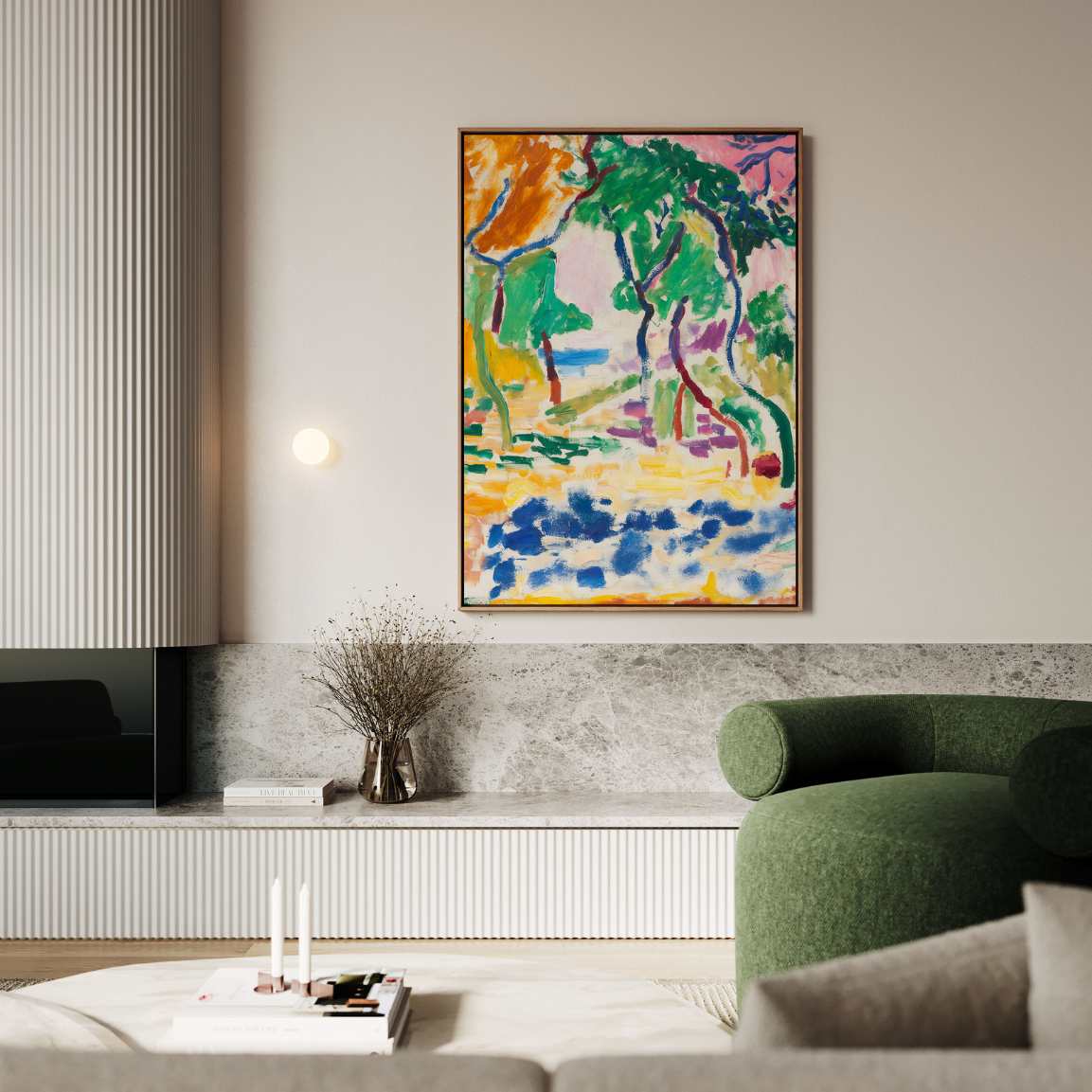 Framed Canvas Print Landscape near Collioure