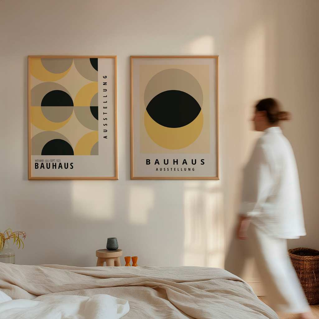 Yellow Bauhaus Poster Set of 2