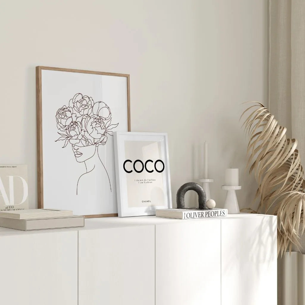 Floral Thought Female Line Art Poster