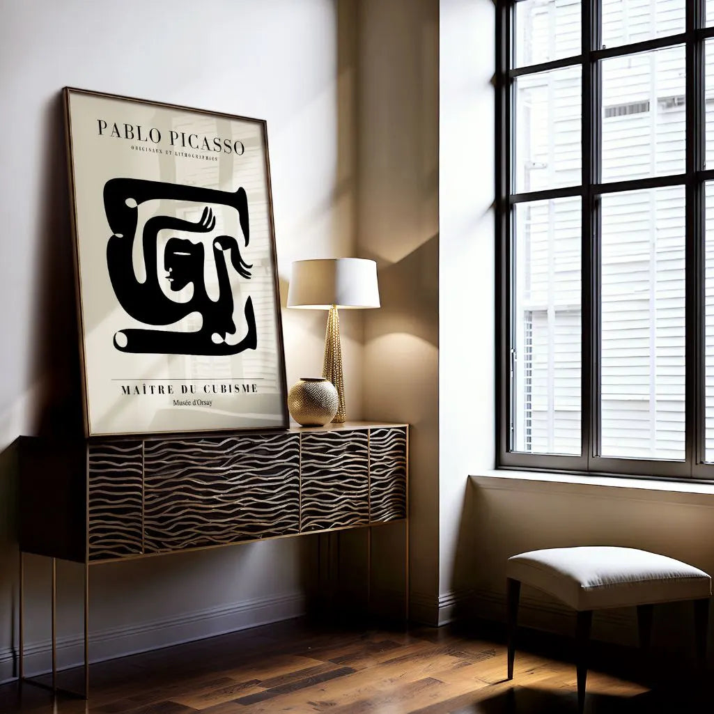 Picasso-Inspired Figure in Motion Poster