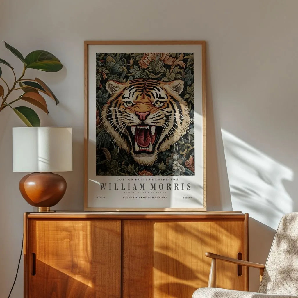 William Morris Tiger on Floral Background Poster