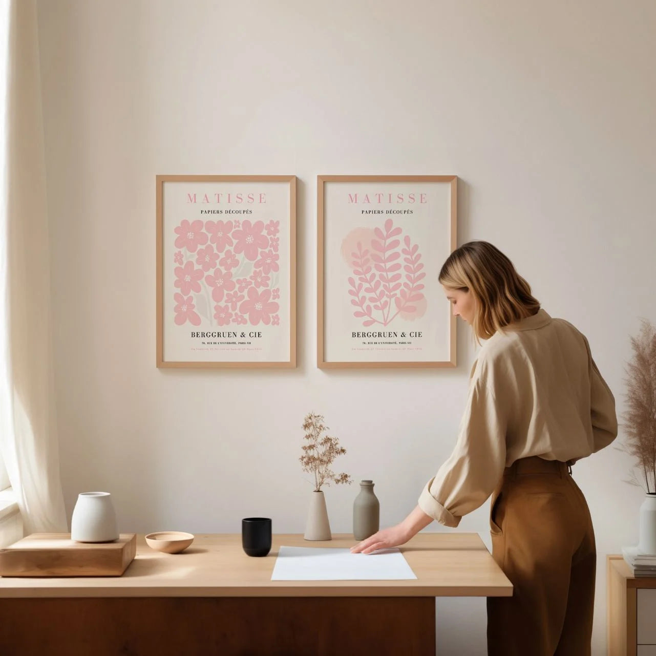 Set of 2 Matisse Pink Floral Compositions Posters