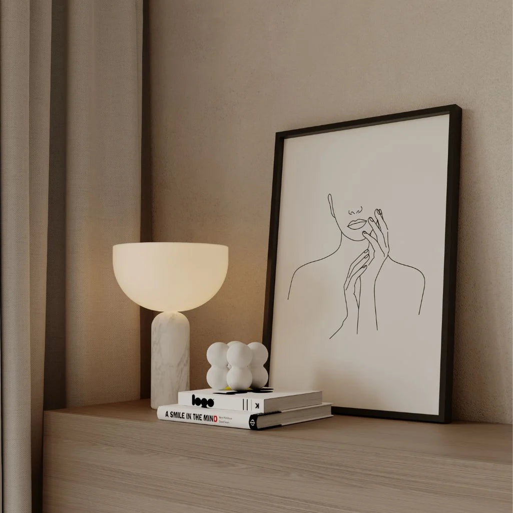 Touch of Silence Female Line Art Poster