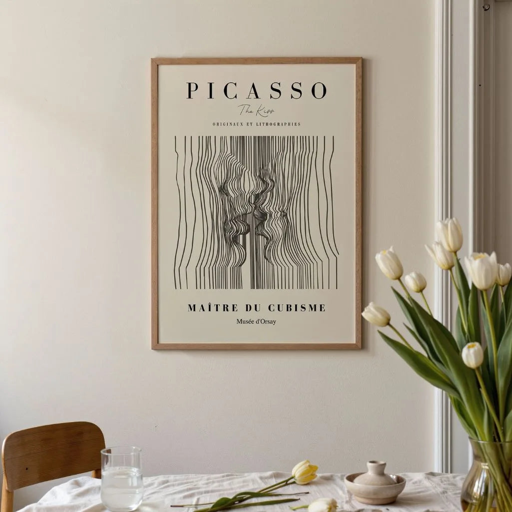 Picasso-Inspired Line Kiss Poster