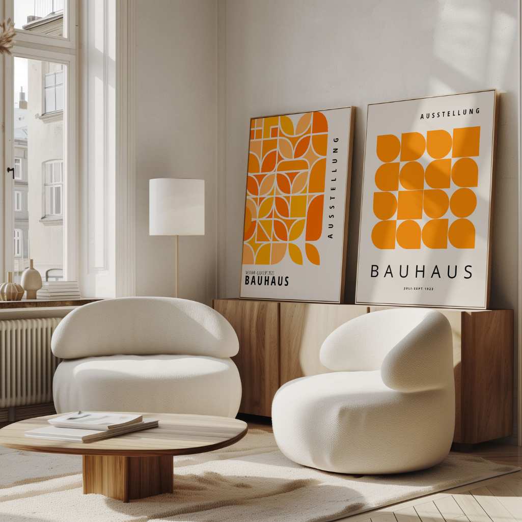 Bauhaus Orange Poster Set of 2
