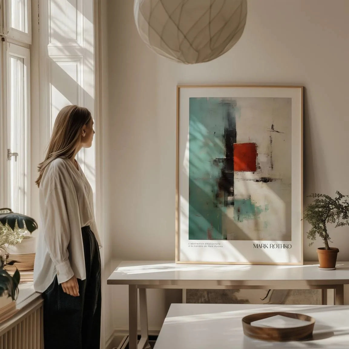 Rothko-Inspired Red Accent Poster