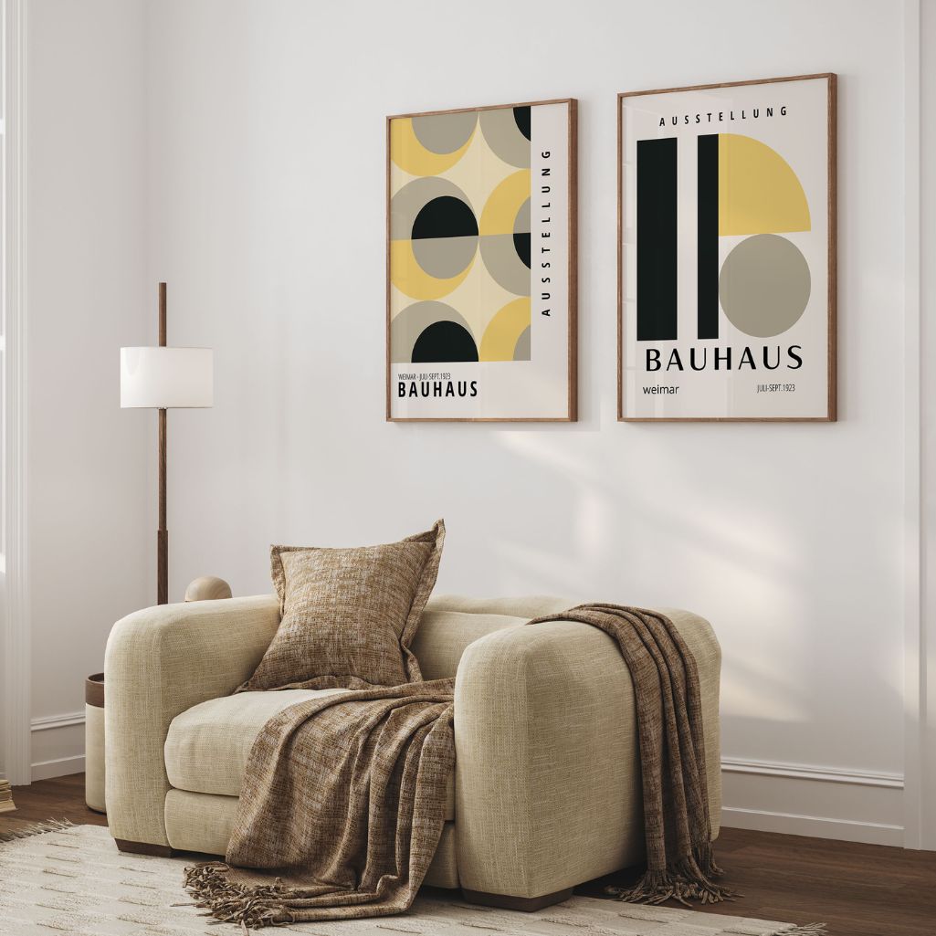 Bauhaus Yellow Beige Set of 2 Posters