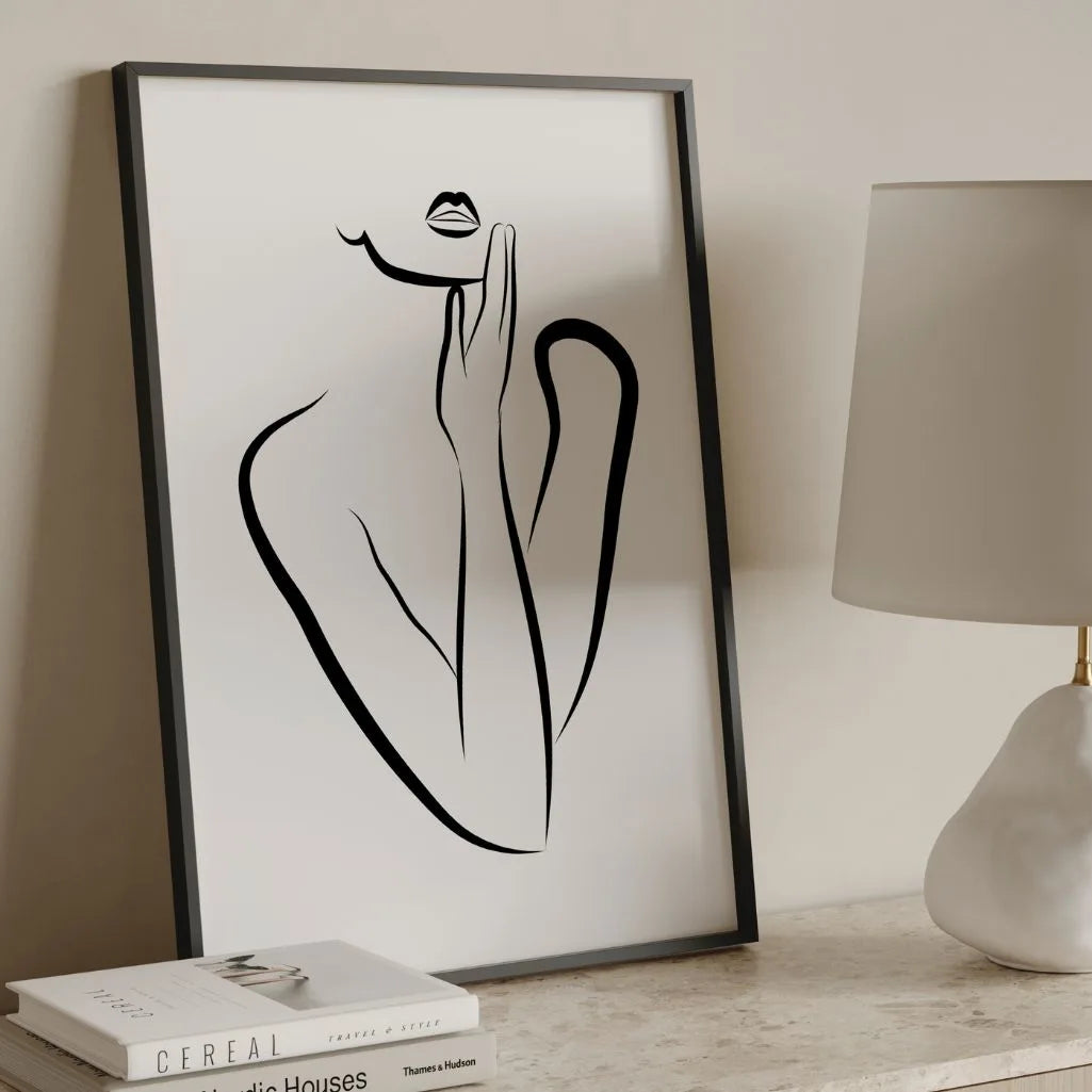 Whisper of Emotions Female Line Art Poster