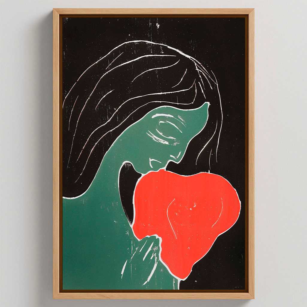 Framed Canvas Print Two Hearts