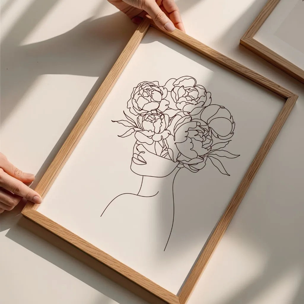 Floral Thought Female Line Art Poster