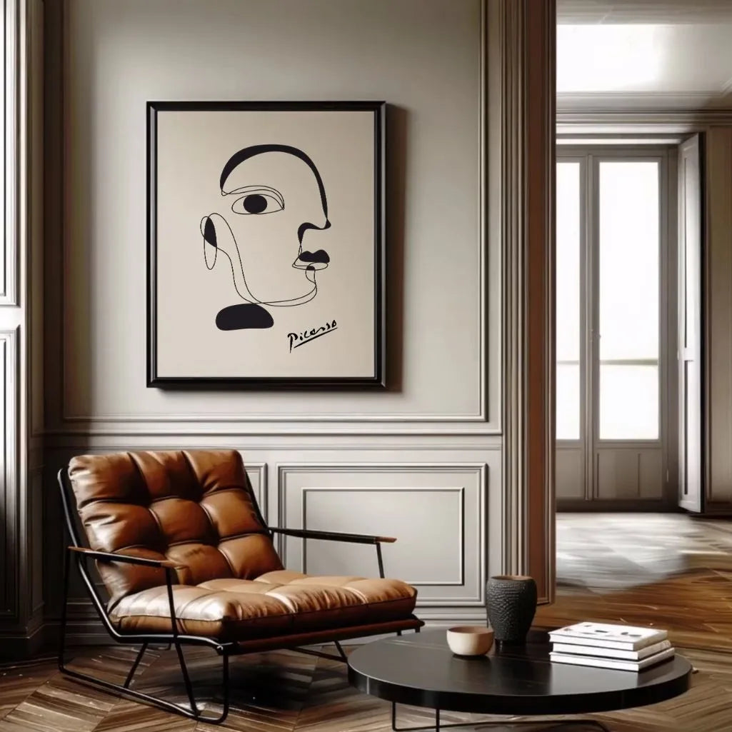Picasso-Inspired One Line Portrait Poster