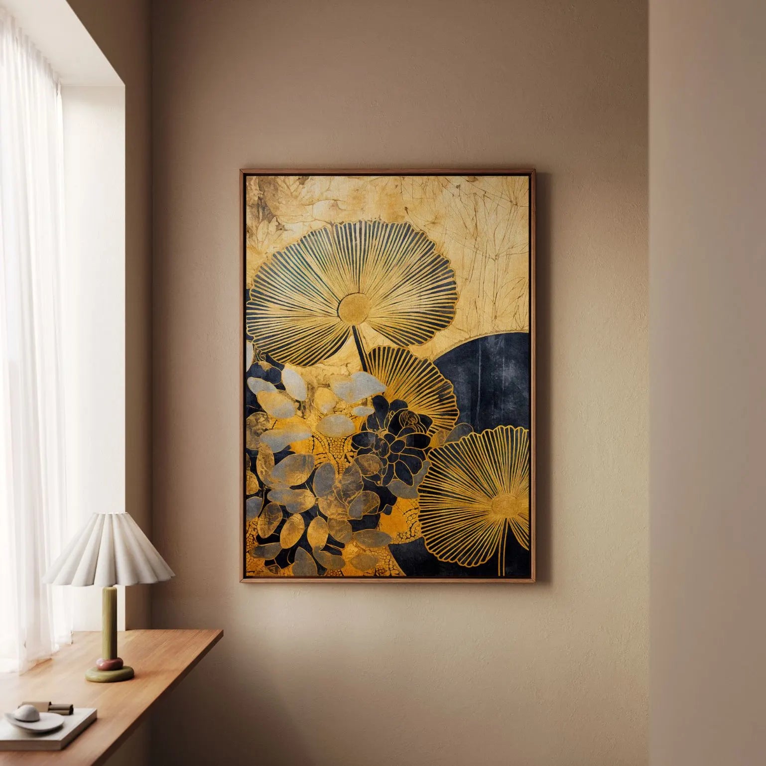 Framed Canvas Print Golden Leaves