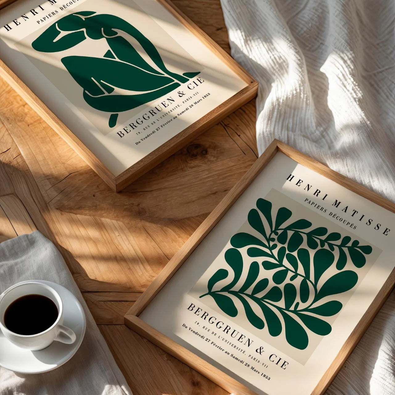 Set of 2 Matisse Deep Green Forms Posters