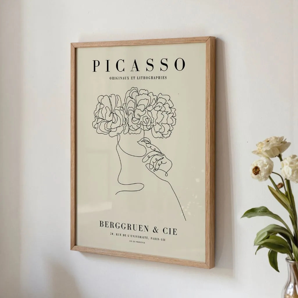 Picasso-Inspired Line Flowers Poster