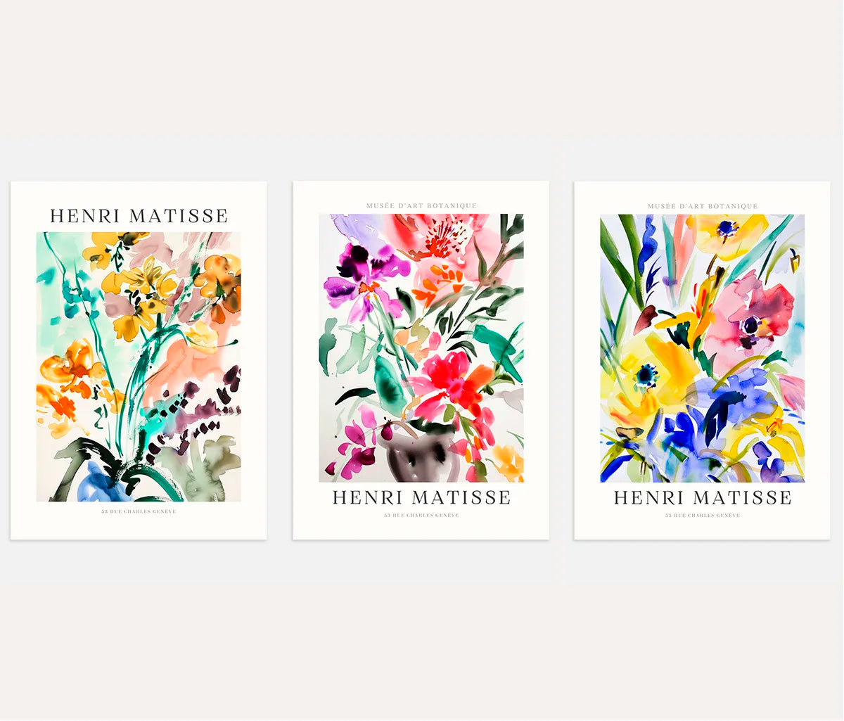 Henri Matisse Flower Color Expression Set of 3 Posters