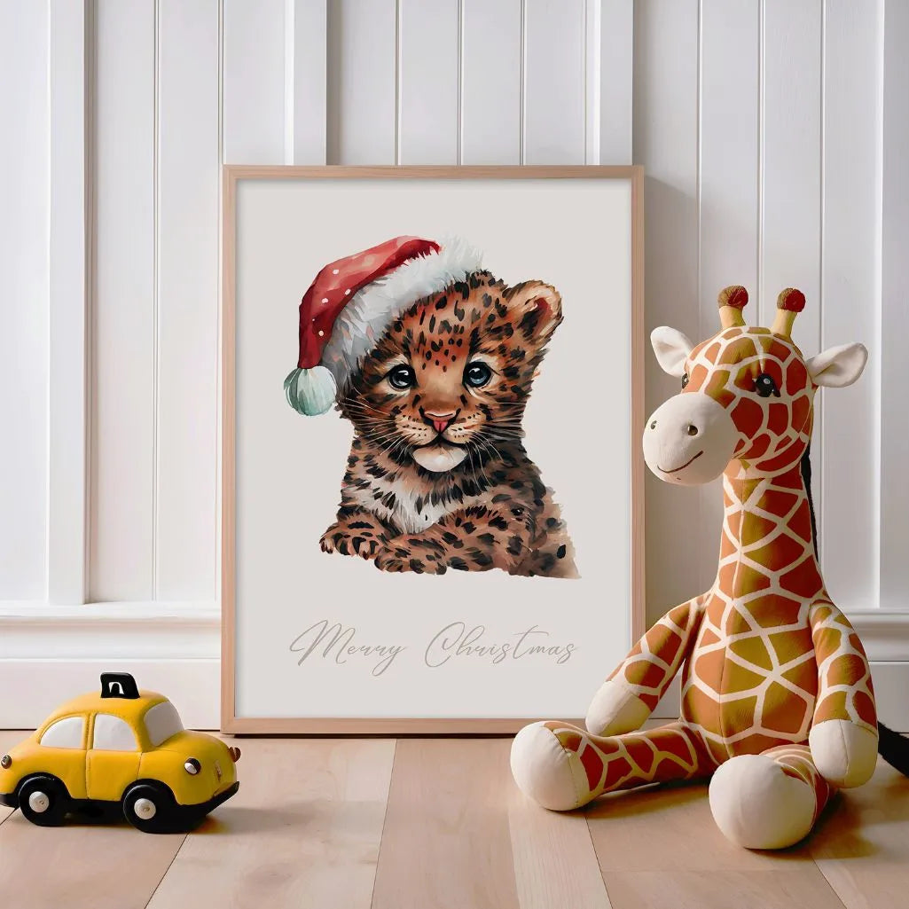 Christmas Leopard Cub Poster