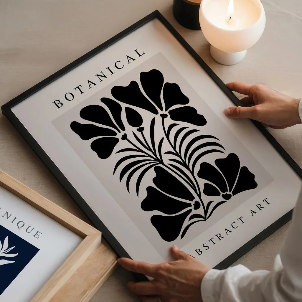 Abstract Black Leaves Poster