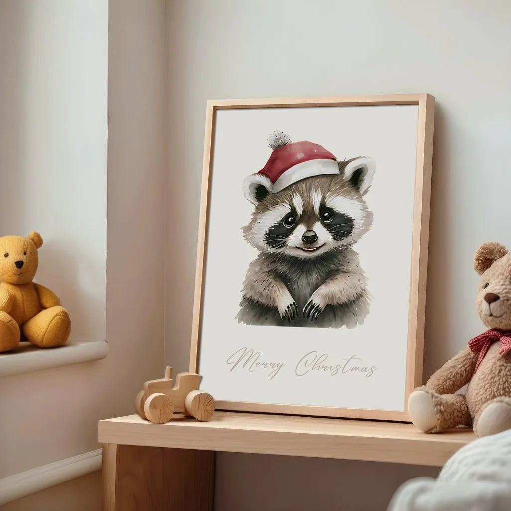 Christmas Raccoon Poster