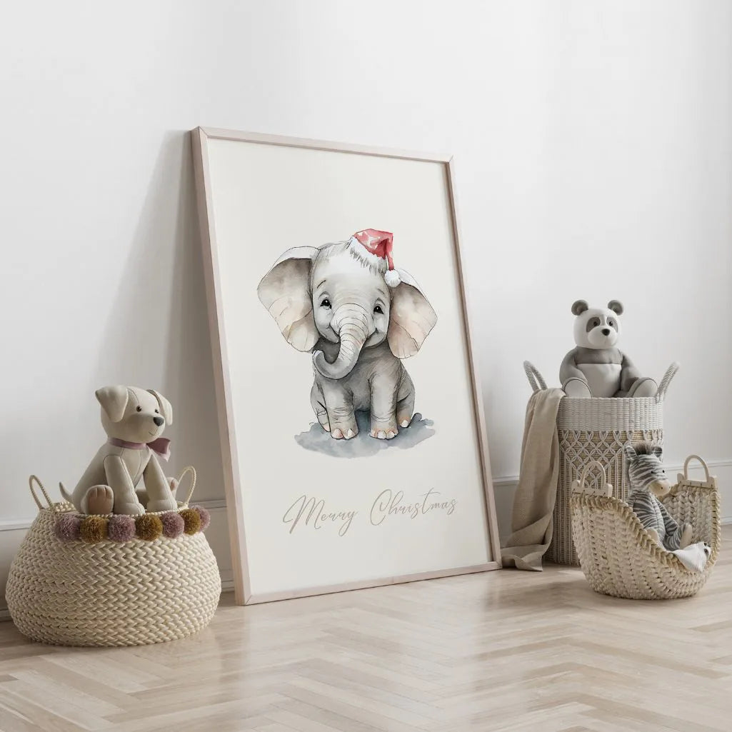Christmas Baby Elephant Poster