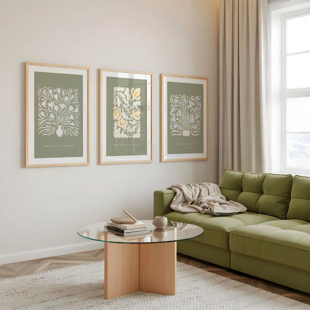 Motifs de la Nature Botanical Prints – Sage Green Set of 3