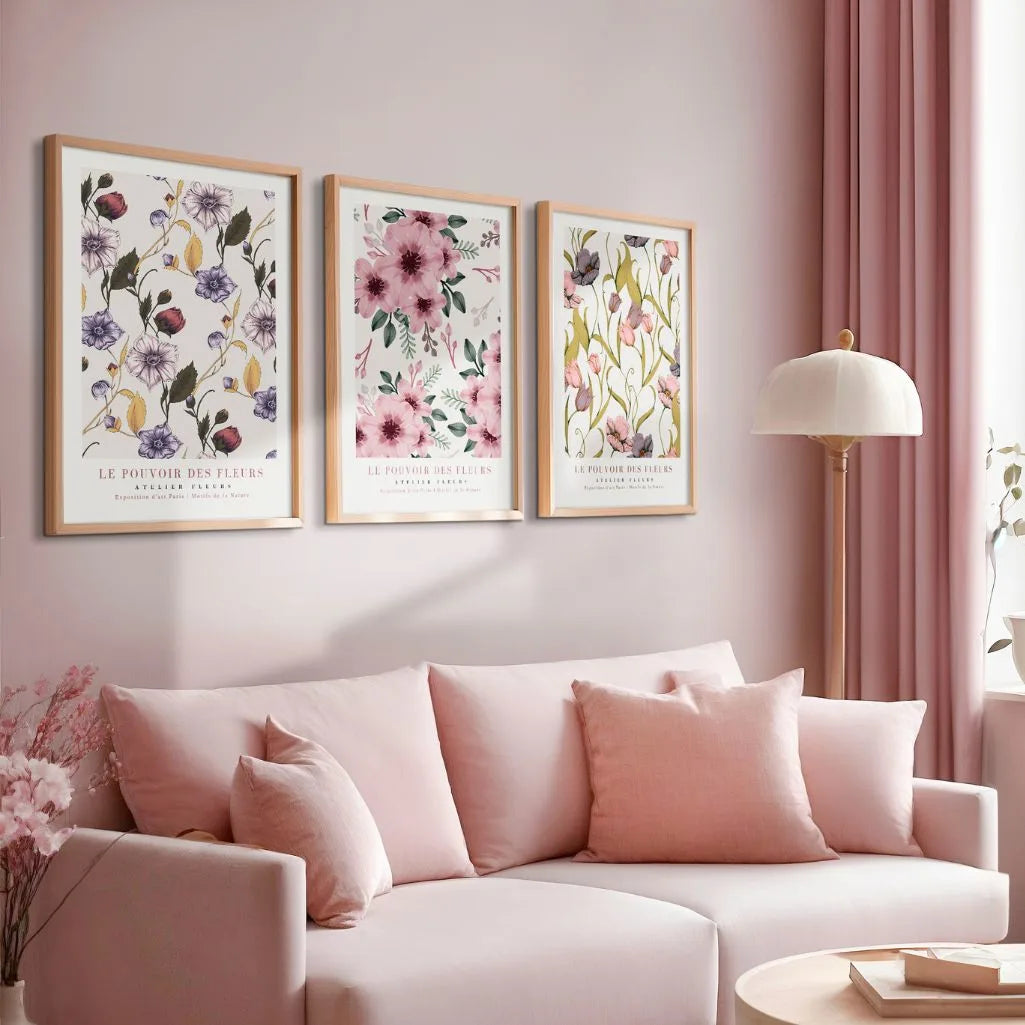 Le Pouvoir des Fleurs – Vintage Floral Prints Set of 3